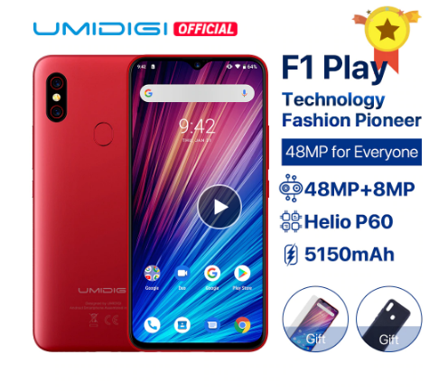 UMIDIGI F1 Spielen Android 9.0 48MP + 8MP + 16MP Kameras 5150mAh 6GB RAM 64GB ROM 6,3