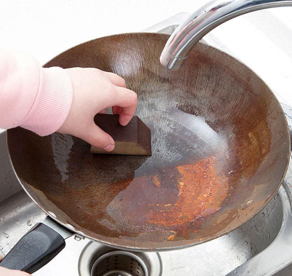 Brosse de nettoyage alumine papier de verre éponge taches de rouille la saleté nettoyage pot pot pot pot maison nettoyage cuisine