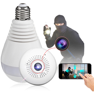 E27 360 ° Caméra panoramique 1080P IR Ampoule Wifi Fisheye CCTV caméra de sécurité