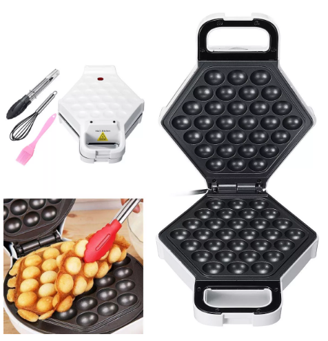AU 220V 640W Electric Non stick QQ Egg Maker Oven Baker Waffle Eggettes Tool