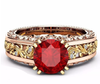 Elegant Rose Gold Pattern Hollow Copper Zircon Ring Valentine's Day Gift for Women - Red 6