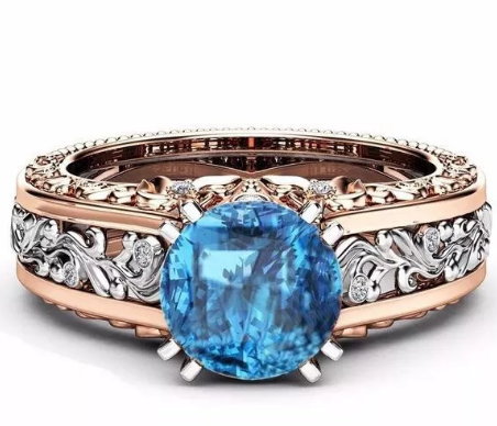 Elegant Rose Gold Pattern Hollow Copper Zircon Ring Valentine's Day Gift for Women - Red 6