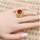 Vintage Finger Ring Round Gemstone Zircon Gold Geometric Rings Ethnic Jewelry for Men - Blue 7