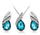 Crystal Water Drop Necklace Earrings Jewelry Set Silver Plated Jewelry Gift for Women - Light Blue