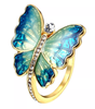 Sweet Enamel Butterfly Finger Ring Trendy Insect Diamond Personality Rings Gift for Women - 4#