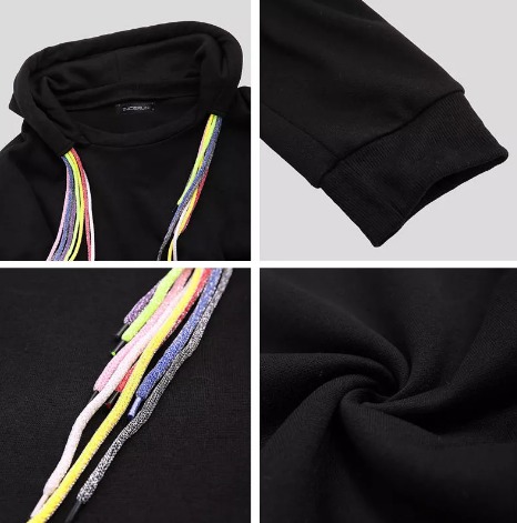 Multicolor Drawstring Solid Color Long Sleeve Hoodies Sweatshirts - Grey L