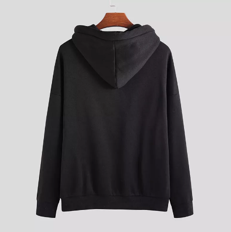 Multicolor Drawstring Solid Color Long Sleeve Hoodies Sweatshirts - Grey L