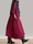 Casual Women Long Sleeve Solid Color Pockets Lace-up Long Outerwear Coats - Burgundy M