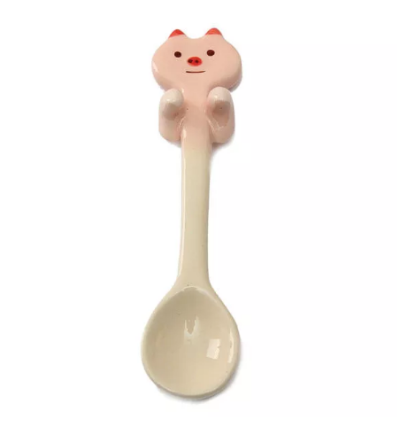 Animal mignon de bande dessinée en céramique café pendaison cuillère lait soupe de cuillère à thé de table décoration - Chat