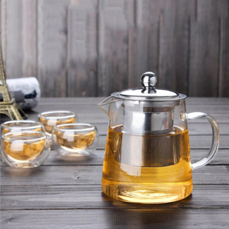 Pot en thé en verre clair résistant à la chaleur 450ml avec le pot de fines herbes de feuille de thé de café d'infuseur