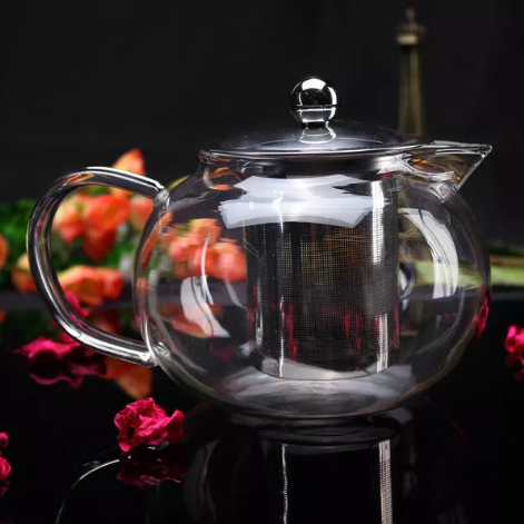 800ml haute en verre borosilicate filtrage théière filtre à thé inox